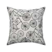 Monochrome Vintage Bicycles On Soft Grey - Big