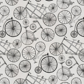 Monochrome Vintage Bicycles On Soft Grey - Big