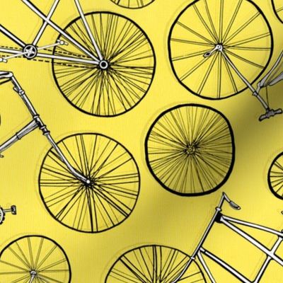 Vintage Bicycles On Bright Yellow - Big