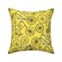 Vintage Bicycles On Bright Yellow - Big