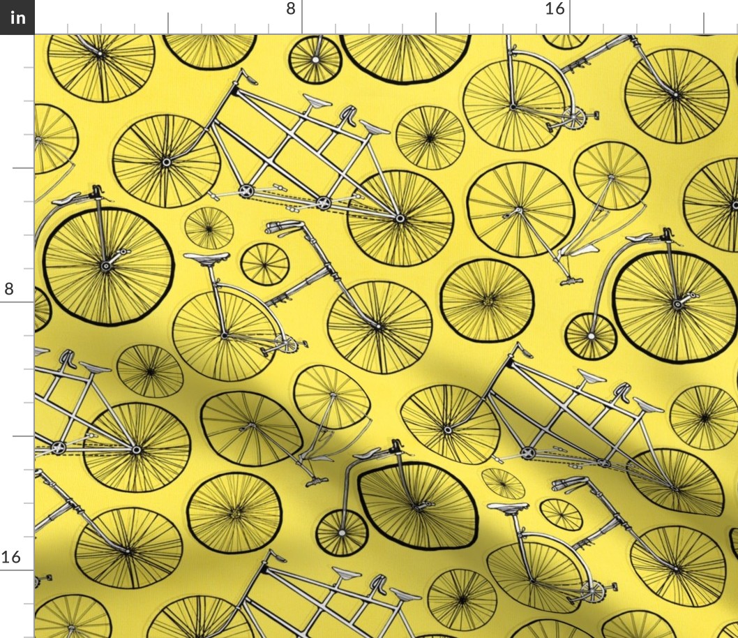 Vintage Bicycles On Bright Yellow - Big