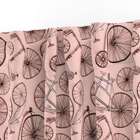 Monochrome Vintage Bicycles On Millenial Pink - Big