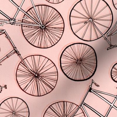 Monochrome Vintage Bicycles On Millenial Pink - Big