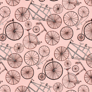 Monochrome Vintage Bicycles On Millenial Pink - Big