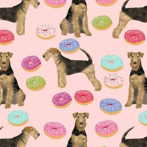 airedale terrier donuts dog breed fabric pink