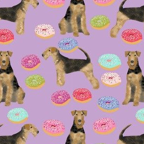 airedale terrier donuts dog breed fabric purple
