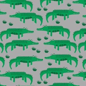 happy alligator kids nursery boys fabric grey green