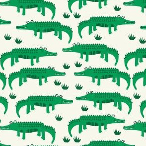 happy alligator kids nursery boys fabric white bright green