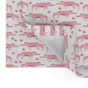 happy alligator kids nursery boys fabric white pink