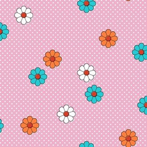 Meadow* (Pink Cow) || vintage mod polka dot floral