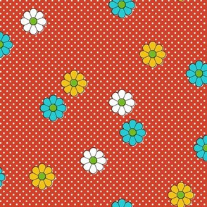 Meadow* (Tomato Soup) || vintage mod polka dot floral