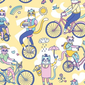 Cycle Cats! in Yellow