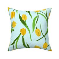 Yellow Tulips on Blue - large