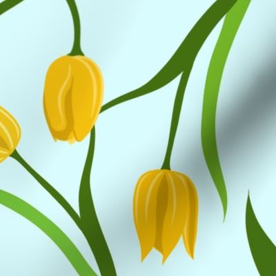 Yellow Tulips on Blue - large