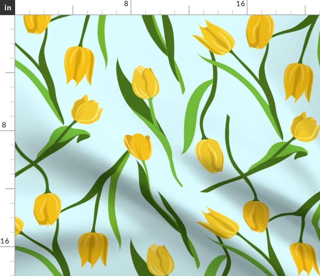 Yellow Tulips on Blue - large