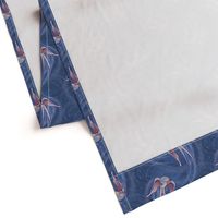 ★ SWALLOW IN THE WIND ★ Blue, Large Scale / Collection : Swallows & Polka Dots – Rockabilly Prints