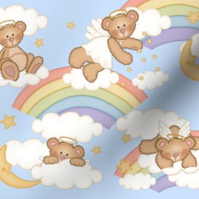 Angel Bear Moon Star Rainbow Cloud Nursery 