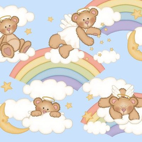 Angel Bear Moon Star Rainbow Cloud Nursery 