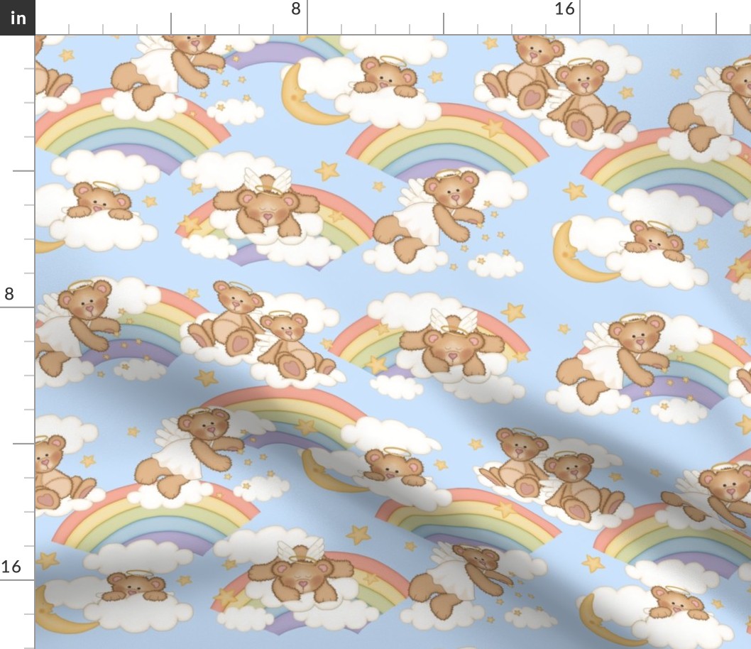 Angel Bear Moon Star Rainbow Cloud Nursery 