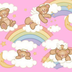 Angel Bear Moon Star Rainbow Cloud Nursery 