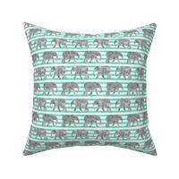 baby elephants - teal stripes