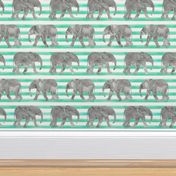 baby elephants - teal stripes