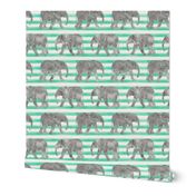 baby elephants - teal stripes