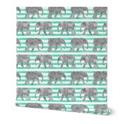 baby elephants - teal stripes