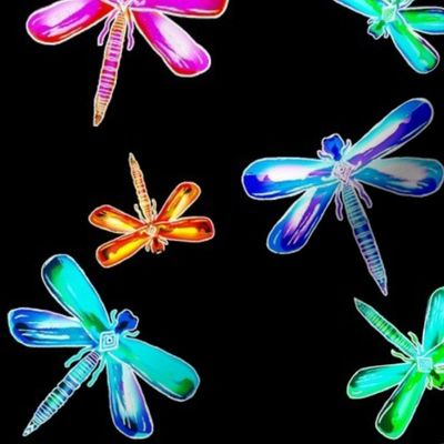 Colorful Flight (rainbow of colors) dragonflies  