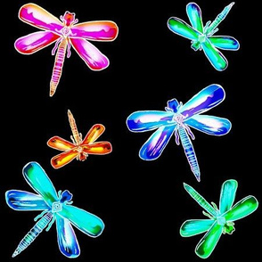 Colorful Flight (rainbow of colors) dragonflies  