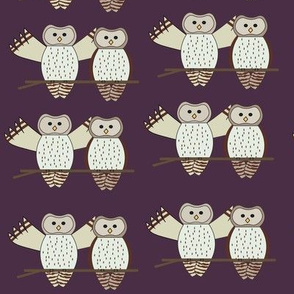 Twin Owls Dark Purple