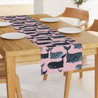 Calm Blue Whales - Larger Scale on Light Pink