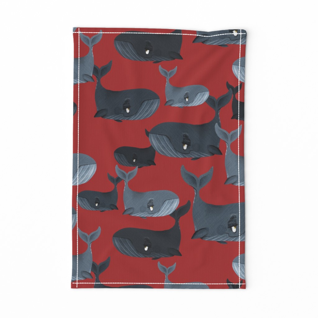 Calm Blue Whales - Larger Scale on Red