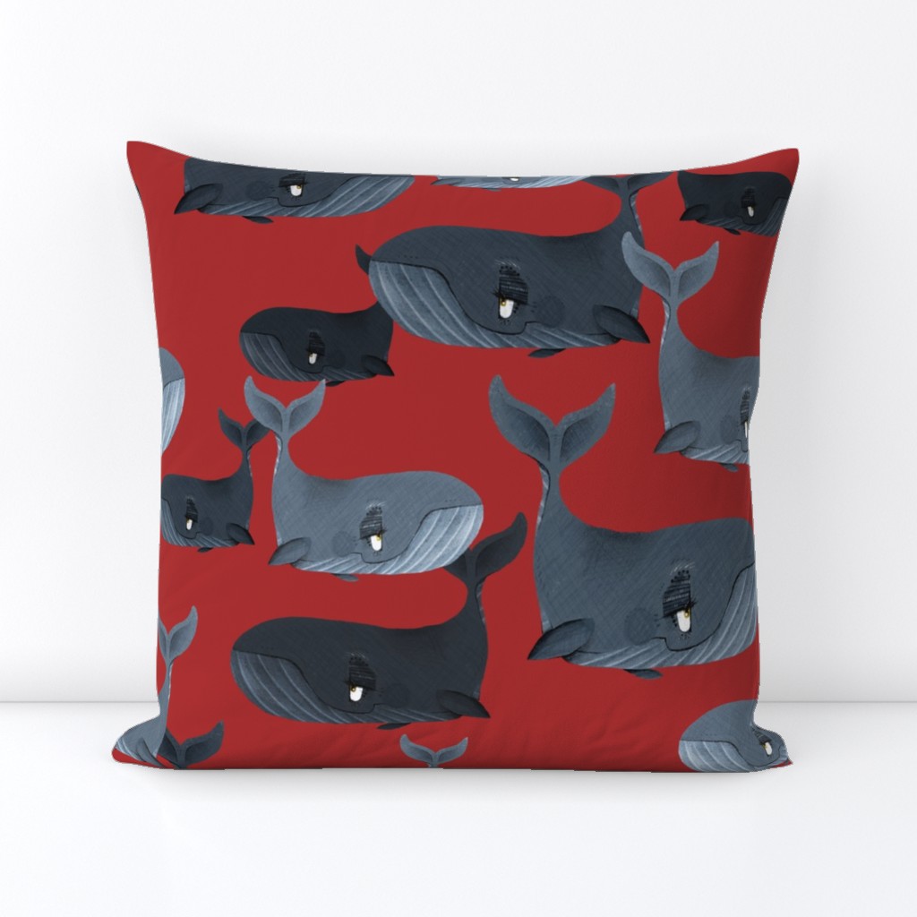 Calm Blue Whales - Larger Scale on Red