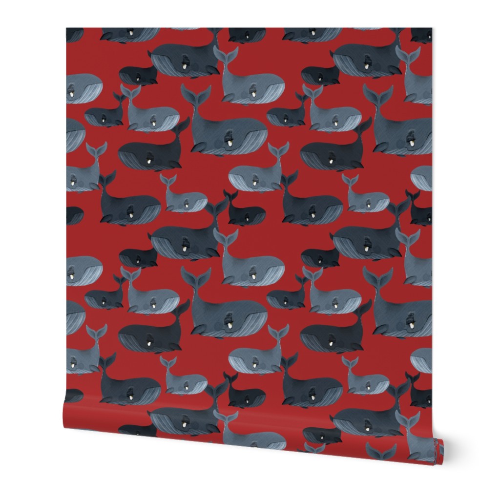 Calm Blue Whales - Larger Scale on Red