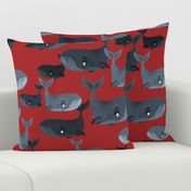 Calm Blue Whales - Larger Scale on Red