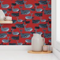 Calm Blue Whales - Larger Scale on Red