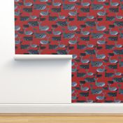 Calm Blue Whales - Larger Scale on Red