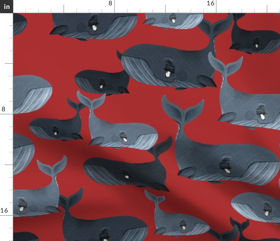 Calm Blue Whales - Larger Scale on Red