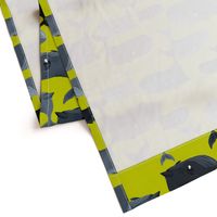 Calm Blue Whales - Larger Scale on Yellow Green