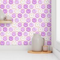 Iced Donuts Purple on pale purple - large 4 inch