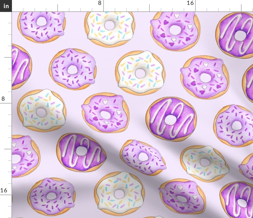 Iced Donuts Purple on pale purple - large 4 inch