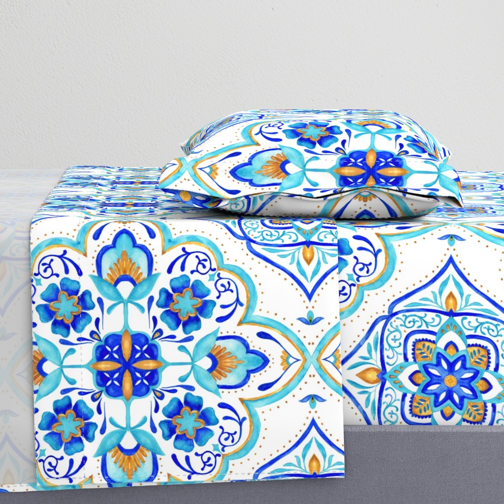 Hand Painted Moroccan Tile - Aqua