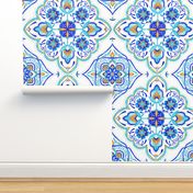 Hand Painted Moroccan Tile - Aqua