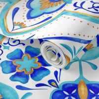 Hand Painted Moroccan Tile - Aqua