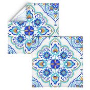 Hand Painted Moroccan Tile - Aqua