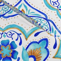 Hand Painted Moroccan Tile - Aqua