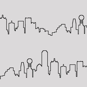 Dallas, TX Outline on Light Grey // Large