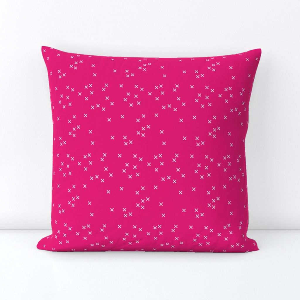 Basic geometric raw brush crosses pattern pink SMALL