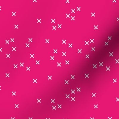 Basic geometric raw brush crosses pattern pink SMALL
